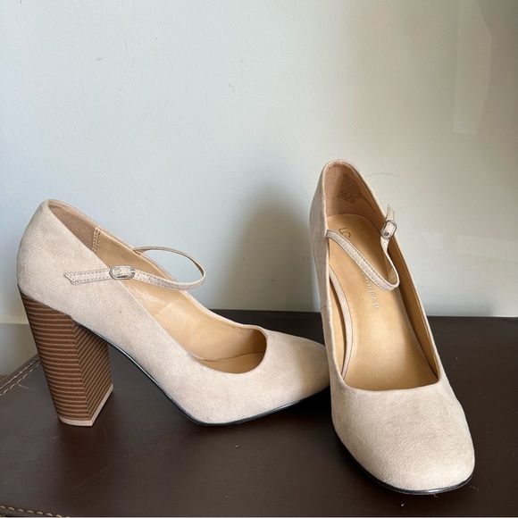 LC Lauren Conrad Suede Blush Block High Heel Pumps Round Toe Women’s - Picture 3 of 14
